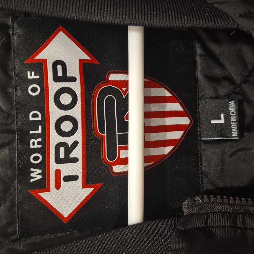 NEW! Troop Black Bomber Jacket with Ace Patch High Roller Large - Picture 3 of 11